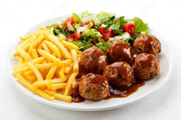 Boulettes, frites, salades FE